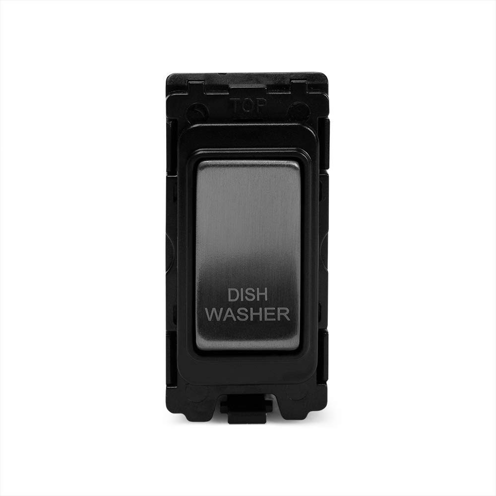 Soho Lighting Black/Silver Brushed Chrome 20A Double Pole 'Dishwasher' Rm-Grid Switch Module