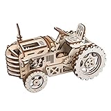ROBOTIME Wooden Mechanical Gears Kits 3D Puzzle Brain Teaser Executive Desk Toys Best Birthday Gifts for Teens & Adults(Tractor)