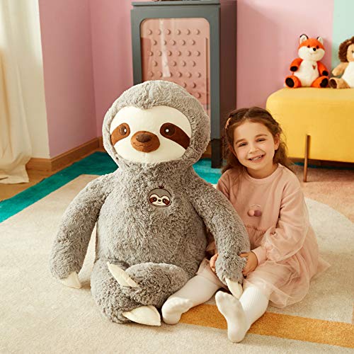 Image of IKASA 39 inch Giant Teddy Bear with Big Footprints Plush Toy Stuffed Animals Light Brown