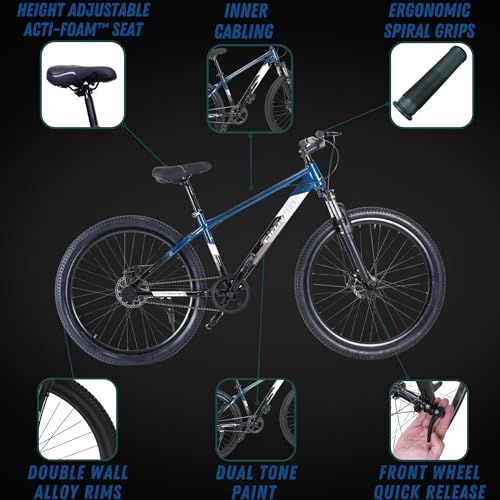 Image of FitTrip Dominator 27.5 Inch Unisex MTB Cycle Without Gear with Zoom Lockout Suspension & Powerful Imported Clarks Dual Disk Brakes | MTB Cycle Single Speed for Men Non Gear | (Mariana Teal Blue)