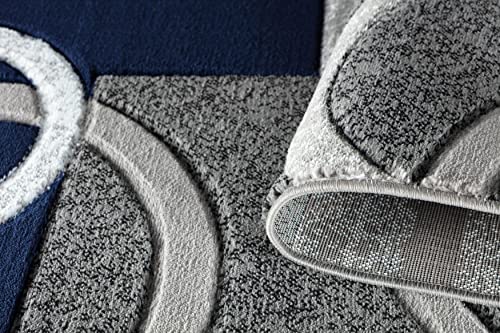 GLORY RUGS Area Rug Modern Soft Hand Carved Contemporary Floor Carpet with Premium Fluffy Texture for Indoor Living Dining Room and Bedroom Area (4x6, Navy)