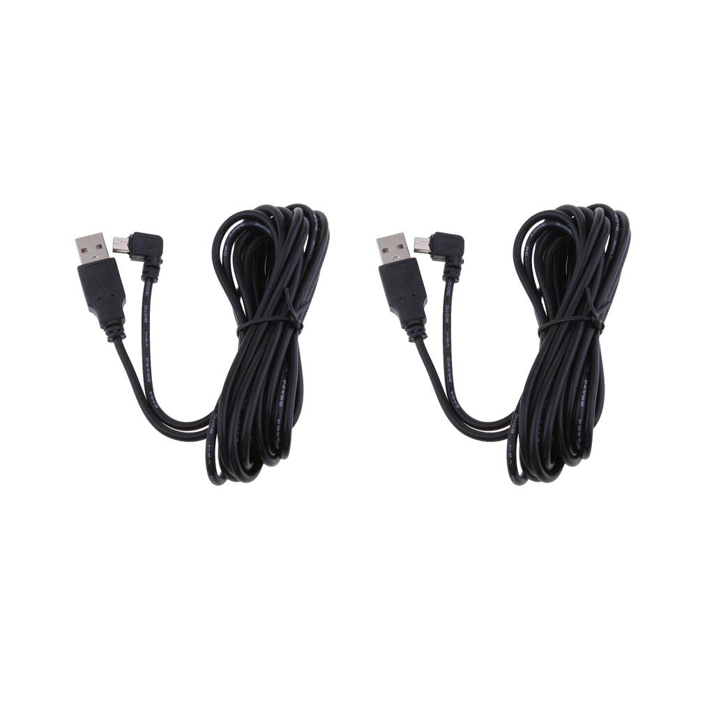 2pieces 5v 2a mini usb charger cable 90 degrees angle dvr gps charging cable