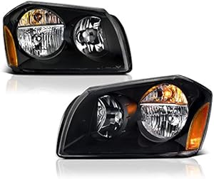 VIPMOTOZ Black Housing OE-Style Headlight Headlamp Assembly For 2005-2007 Dodge Magnum, Driver & Passenger Side