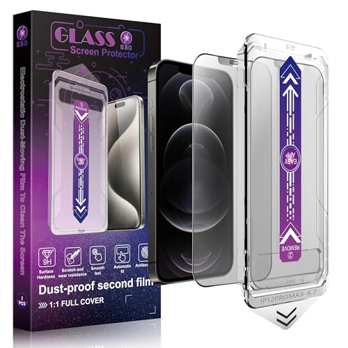 SHANG PIN JIA 2 Pack Matte Screen Protector for iPhone 12 Pro Max 6.7-Inch Auto Dust Removal No Bubbles Tempered Glass Film Easy Installation