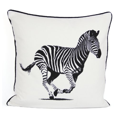 Image of 100% Cotton Printed Cushion Cover Design Zebra Size 18"x18"