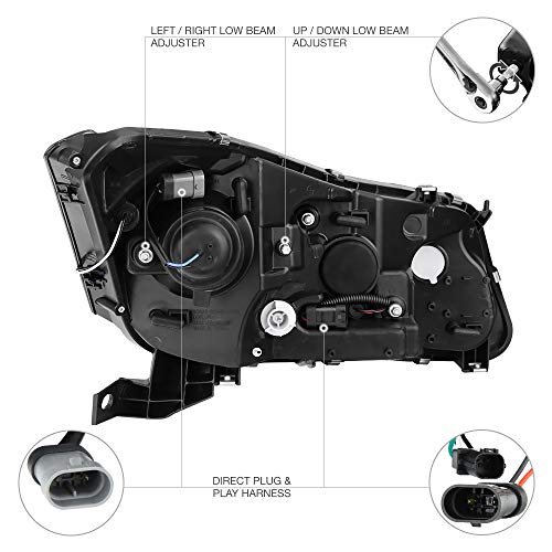 [For 2008-2012 Honda Accord Sedan] Led Halo Ring Black Projector Headlight Headlamp Assembly, Driver & Passenger Side #TOP3