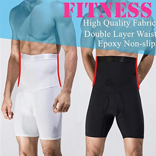 Lelebear Men's Tummy Control Shapewear Shorts High Waist Slimming Anti-Curling Underwear Body Shaper Seamless Boxer Brief (Black, L) #TOP3
