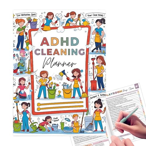 Daglig städningsschema för, årlig städchecklista och bindningsplanerare, hållbar pocketbok med organiserad layout, för vuxna, kvinnor, familjeplanering