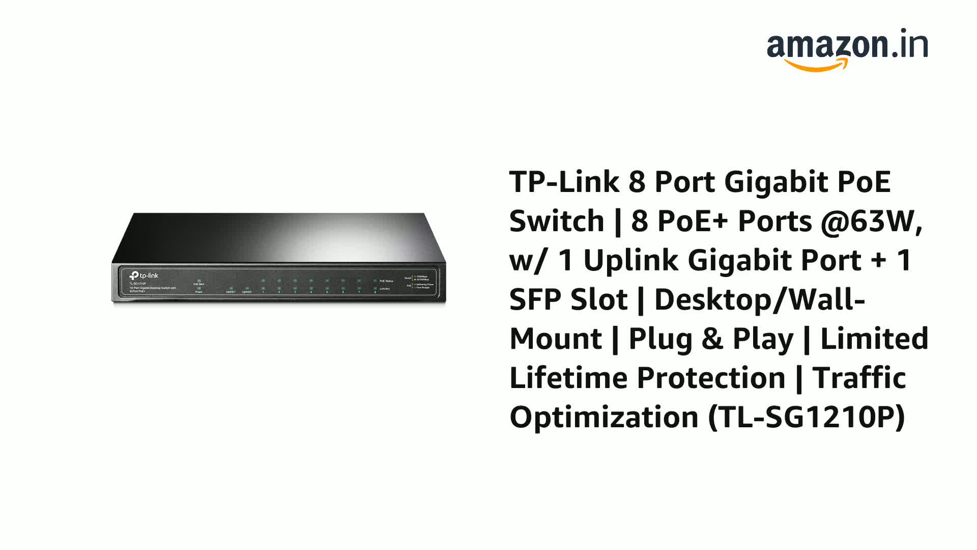 TP-Link TL-SG1210P 8 Port Gigabit PoE Switch