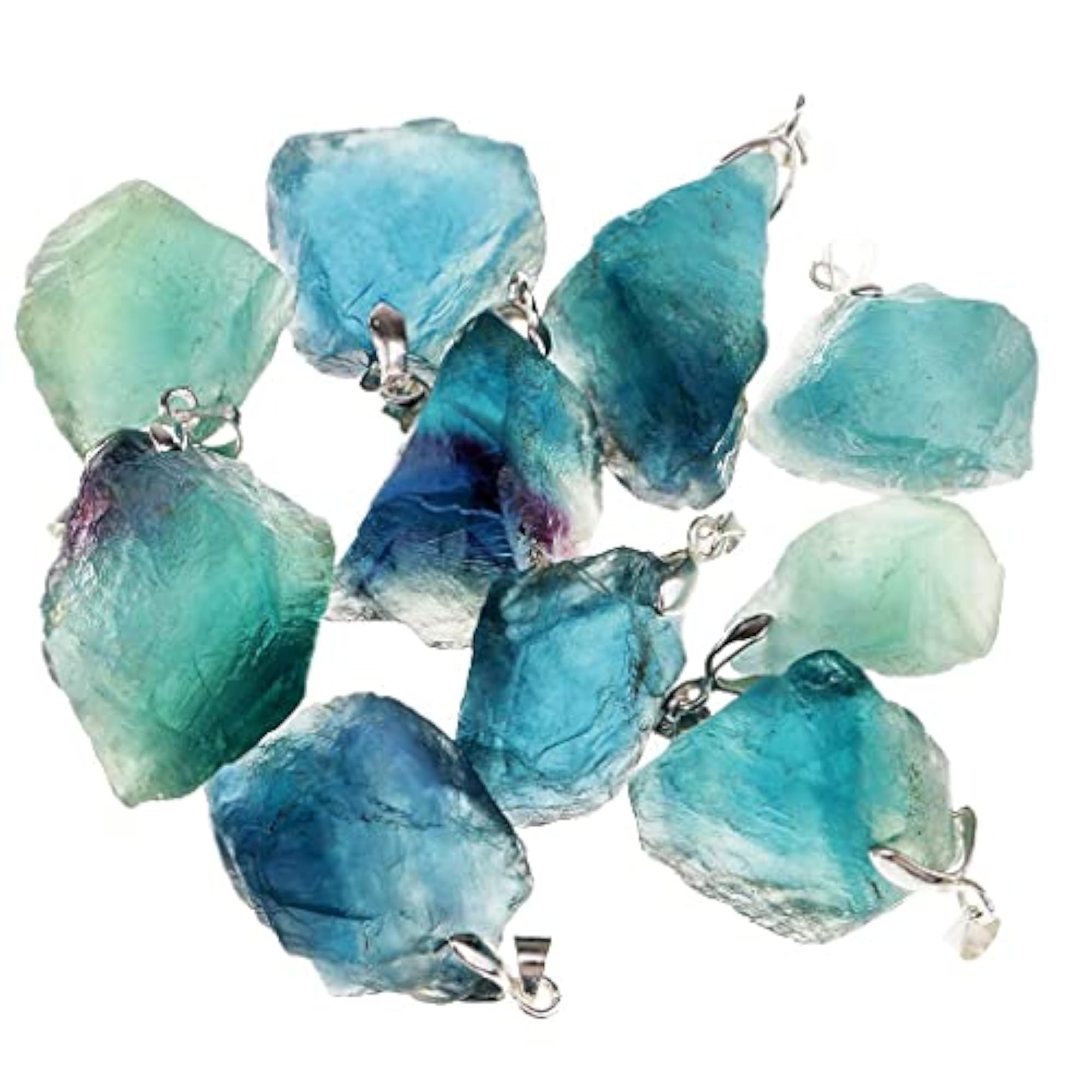 Tibetan Blessing Lucky Crystal Pendant Green Blue Fluorite