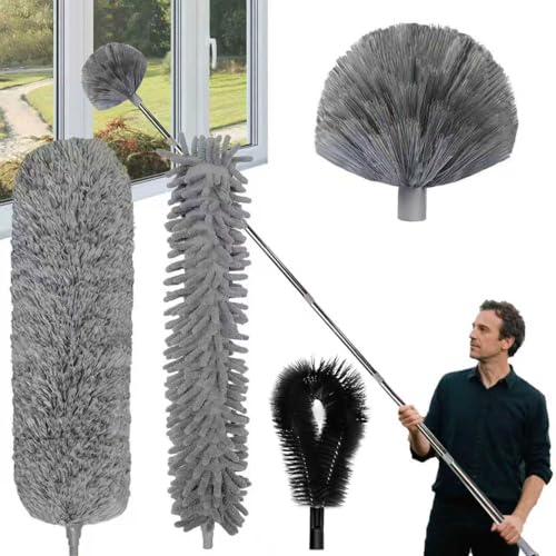 Spolverino telescopico 6 m, Outil de Nettoyage de gouttière de Manches Télescopiques da 1,5 a 4,9 m, Brosse de nettoyage Pour Nettoyer Les Feuilles, la Neige, et Les déversements de Toit