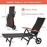 Sonnenliege, Gartenliege klappbar mit Rädern und Armlehne - 2