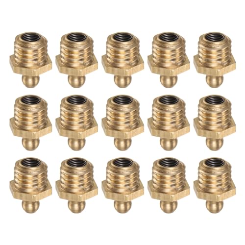 Image of HARFINGTON 15pcs Brass Straight Grease Fitting M12x1.75mm Metric Thread Hydraulic Grease Nipple Accessories for Car