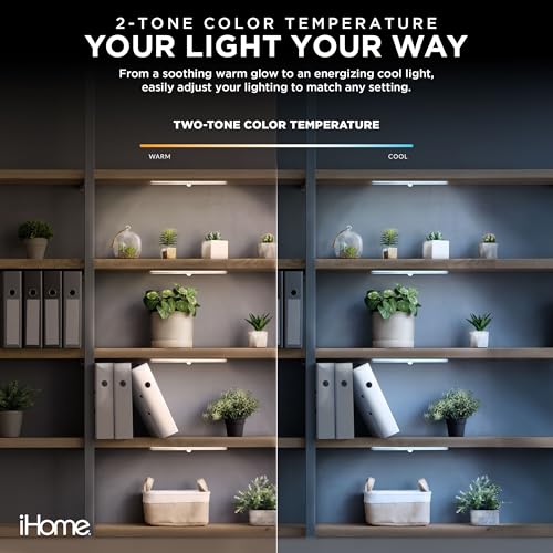Image of iHome Rechargeable Auto Sensing Light Bars, Motion Sensor, Dimmable, Auto /Always-On Modes, Easy Installation (4-Pack LED Light Bar)