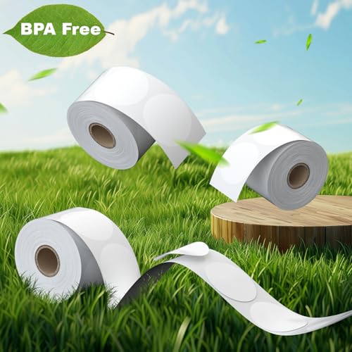 Round Thermal Printer Stickers, 750 Direct Thermal Labels, 2" Self-Adhesive Address Shipping Thermal Stickers, Circle Sticker Labels Compatible with Zebra, Rollo, MUNBYN, White (75 image 7