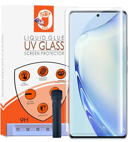 Image of STP FEEL HD+ UV Tempered Glass Screen Protector Guard Compatible For Oppo F27 Pro /Oppo F27 Pro Plus (6.7 Inch, Pack of 1) Full Adhesive UV Curved Case Friendly HD Clarity with easy installation kit