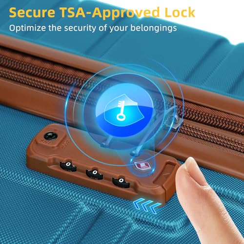 Image of LARVENDER Luggage Sets 6 Piece, Expandable Hardside Carry on Suitcase Set with Spinner Wheels, Lightweight Rolling Luggage Sets for Women with TSA Lock, Blue