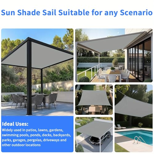 Voile ombrage imperméable 2x3m gris clair auvent extérieur terrasse jardin - 7