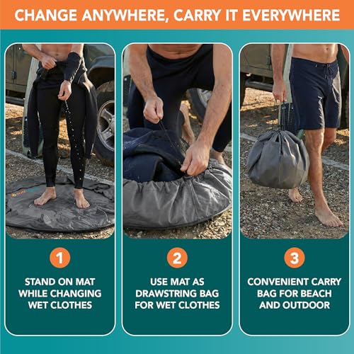 SUN CUBE Alfombra para cambiarse de traje de neopreno impermeable, bolsa seca para surf, 30", antipérdidas miniatura 4