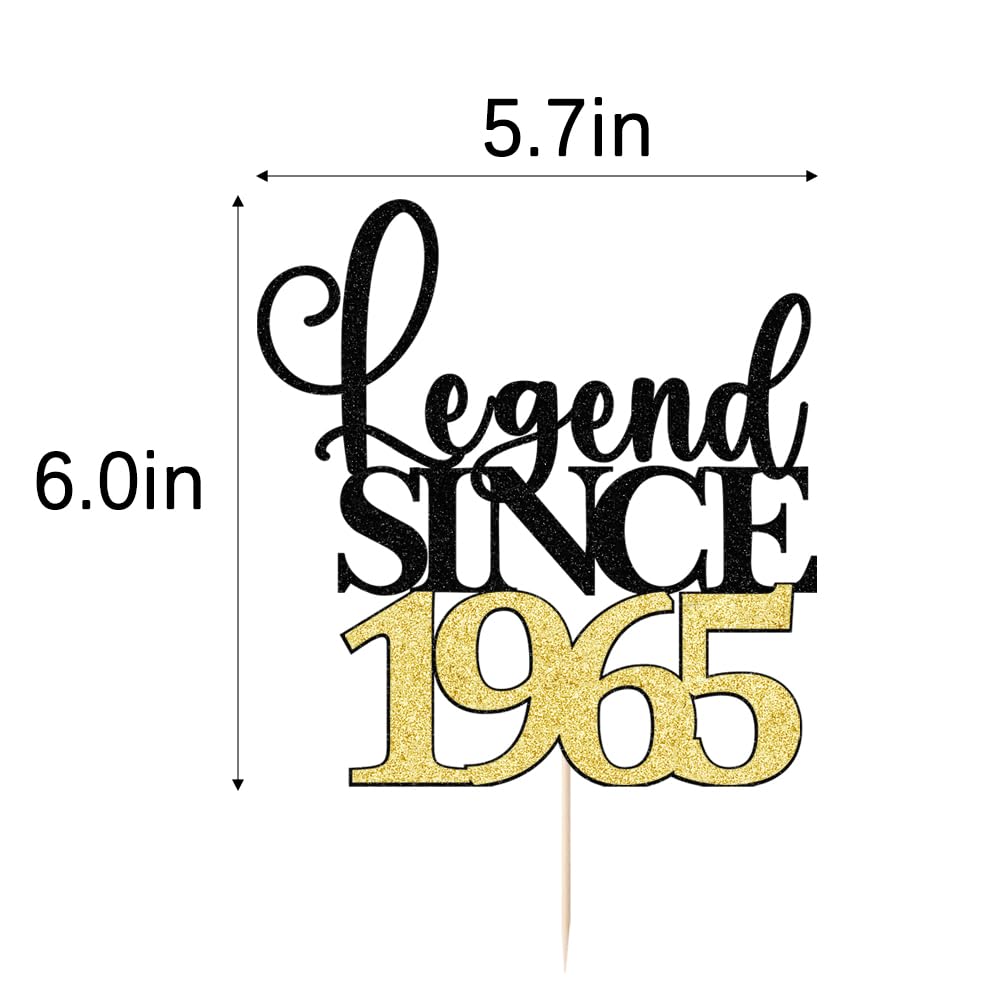 Ruscalin Legend since 1965 cake topper Black Gold 60th Birthday Cake Decoration Funny 60 and Fabulous Decoration Men and Women Party Decoration Supplies