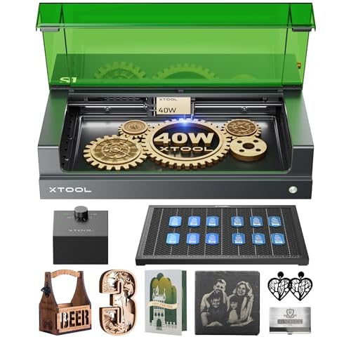 xTool S1 40W Laser Engraver and Cutter Machine with Air Assist & Honeycomb, 23.93" x 15.16" Bed Size, Beginner-Friendly, Laser Engravering Machine for Wood and Metal, Acrylic, etc. - Basic B