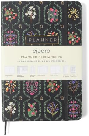 PLANNER PERMANENTE CADERNETA CICEROS JARDIM 14X21 PRETO