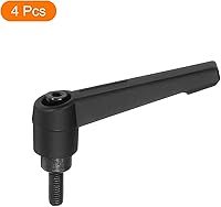 Vista 3 de uxcell 4 perillas ajustables M5 x 0.472 in, rosca macho, botón de trinquete, bloqueo rápido, perno giratorio para maquinaria de torno, color negro