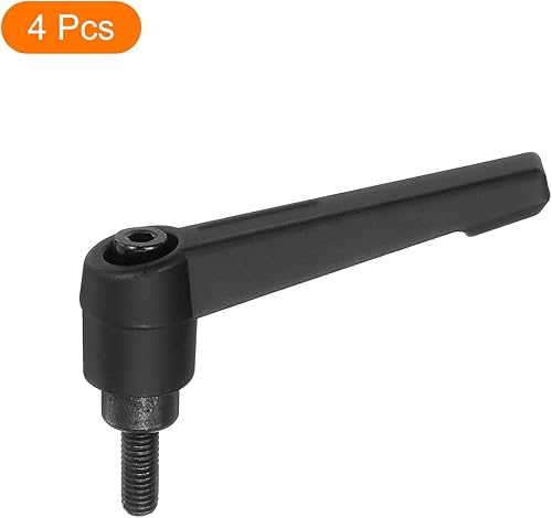 Miniatura 79 de uxcell 4 perillas ajustables M8 x 0.630 in, rosca macho, botón de trinquete de liberación rápida, perno giratorio para maquinaria de torno