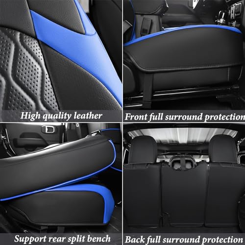 Image of Coverado Seat Covers Fullset for Jeep Wrangler, Waterproof Car Seat Covers for Truck Automotive Seat Covers Custom Fit for 2018-2026 Jeep Wrangler JL Seat Covers 4-Door with Rear Cupholder Only(Blue)