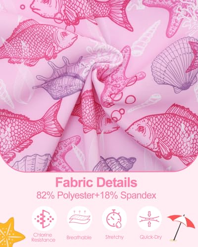 Image of babygoal Little Girl Rash Guard UPF 50+ Swimsuit 2-Piece, Long Sleeve Rashguard Bathing Suit Set for Girls 3-8 Years