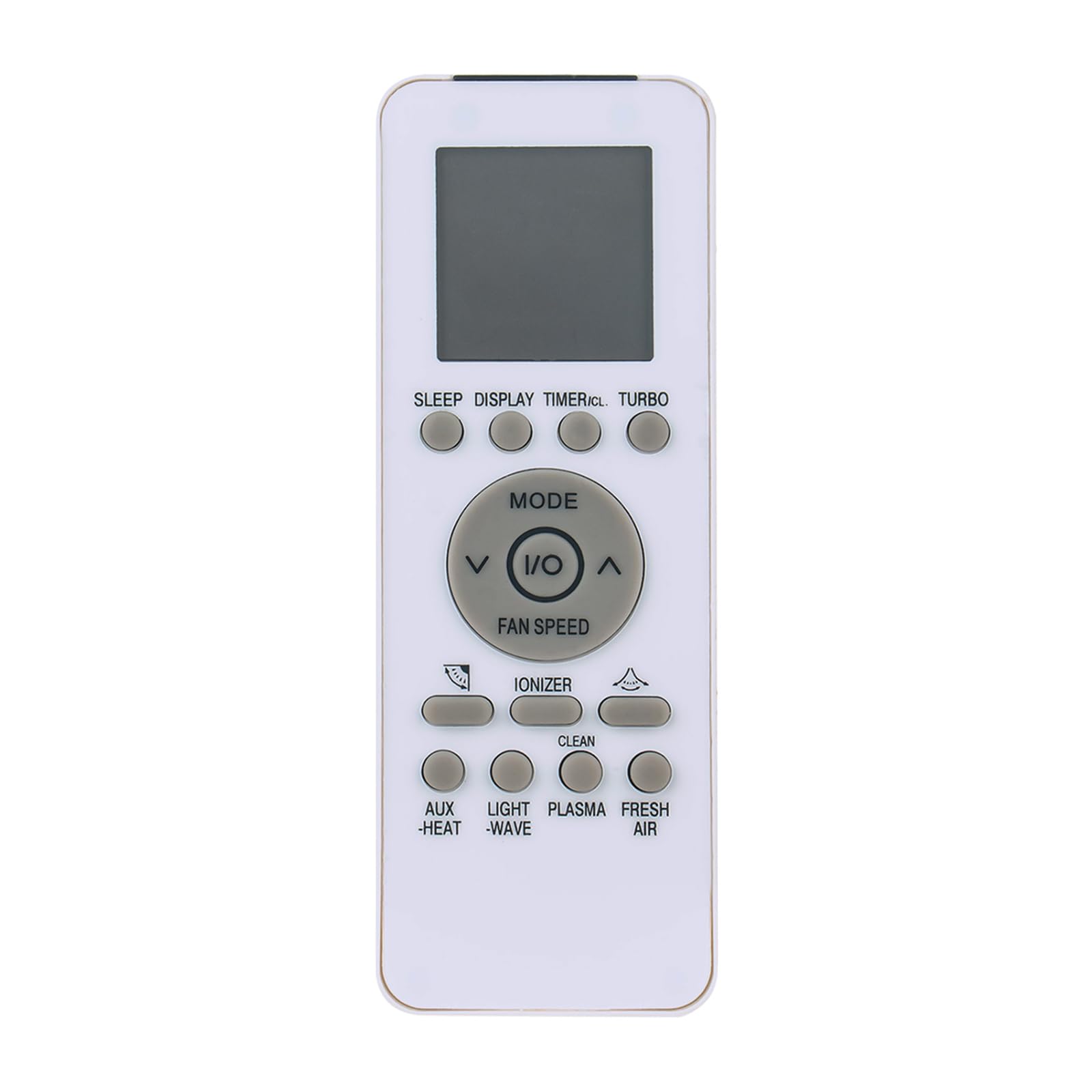 Front view of the ALLIMITY GZ-39GB remote control, showing the LCD screen and various control buttons.