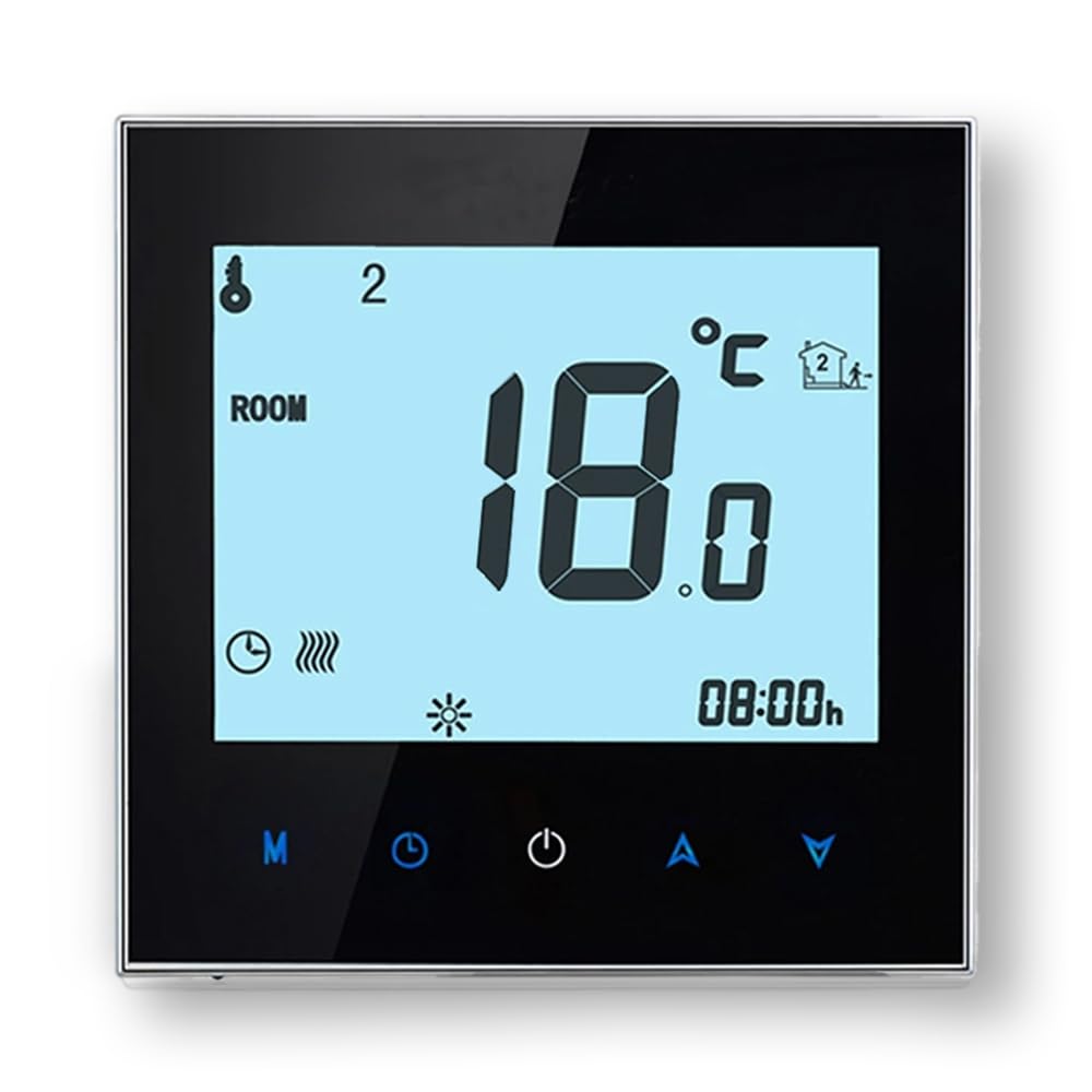 MelkiSmart Wi-Fi Termostato - Serie 1000 Termostato con Pantalla Táctil Programable para Calefacción o Aire Acondicionado - Control Remoto Desde Teléfono Móvil Compatible con Alexa,Google Home,Apple