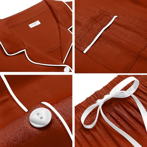 Image of SWOMOG Womens Button Down Pajamas Set Short Sleeve Sleepwear Bride Soft Pj Lounge Sets XS-3XL