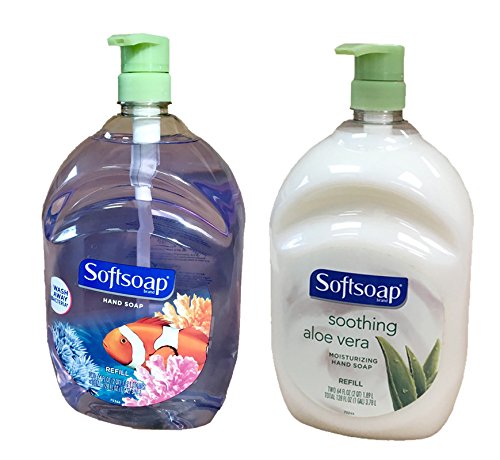 Softsoap Hand Soap Refills - Aquarium Series and Aloe 2 Pack 64 Fl Oz Bottles w/Pumps (InPrimeTime Exclusive)