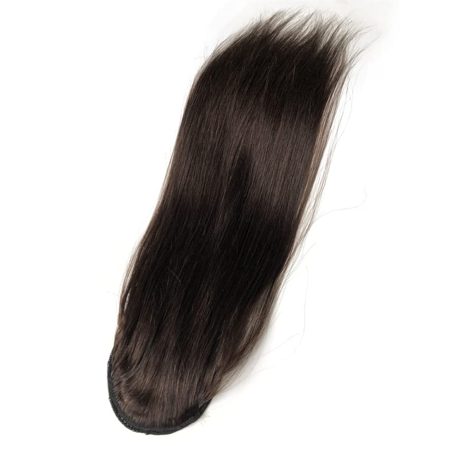 24" Drawstring Straight Ponytail Extension Dark Brown #2 Real Human Hair