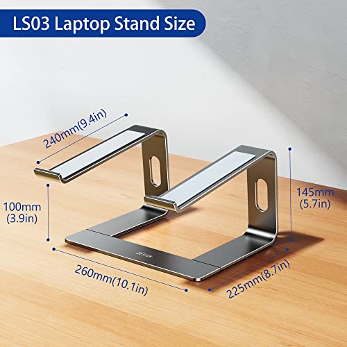 Image of BESIGN LS03 Aluminum Laptop Stand, Ergonomic Detachable Computer Stand, Riser Holder Notebook Stand Compatible with Air, Pro, Dell, HP, Lenovo More 10-15.6 inch Laptops, Gray by Blackwik