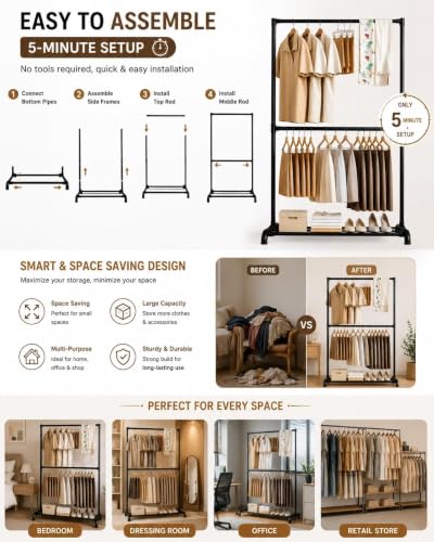 Image of WOOMZY Heavy Duty Cloth Drying Stand for Clothes - Foldable Clothes Drying Stand Metal | Adjustable Dry Cloth Stand & Cloth Dryer Stand for Balcony, Home | Pole Rack Kapde Stand