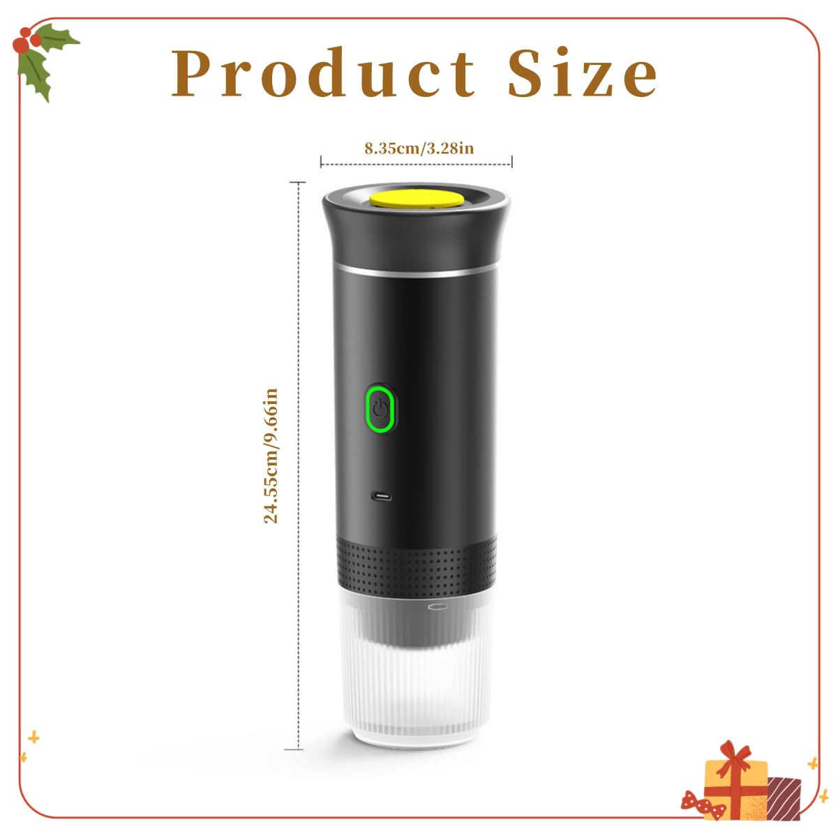 Macchina Per Caffè Espresso Portatile, Macchina Per Caffè Espresso 3 In 1, Macchina Per Caffè Riscaldata Ricaricabile, 3-6 Minuti, Macchina Per Caffè Multicapsula Per Campeggio Casa Auto (Grigio)