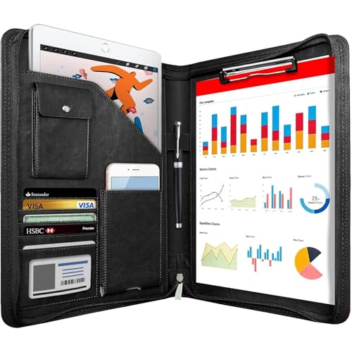 NEWYES Portadocumentos de Cuero A4 para Conferencias con Cremallera- Regalo Hombre/Mujer, Carpeta Organizadora Agenda Ideal para Oficina y Viaje de Negocios (Negro) NEWYES Portadocumentos de Cuero A4 para Conferencias con Cremallera- Regalo Hombre/Mujer, Carpeta Organizadora Agenda Ideal para Oficina y Viaje de Negocios (Negro)