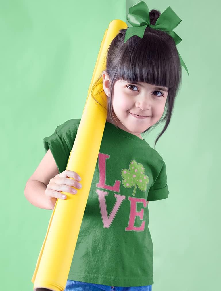 St Patricks Day Shirts Irish Shamrock Clover Toddler Kids Girls Fitted T-Shirt 4T Green