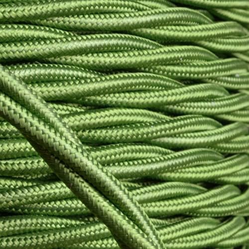 Art Deco Emporium PRE-CUT Length Vintage Styled British Made Antique Gold Cloured Cloth Covered Braided Twist Flex - Electric Cable 3 Core; Electrical Cable 3Amp; Electrical Wire 0.50mm