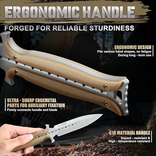 TIVOLI Outdoor Messer 440C Edelstahl Full Tang G10 Griff Khaki – Ansicht 4