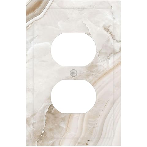 Outlet Covers Beige Marble Pattern 1 Gang Duplex Light Switch Cover Electrical Rece...