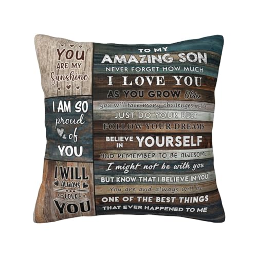 Skizbcw Gifts for Son Fathers Day, I Love You Son Gifts from Mom Dad, Son Birthday Gift, Wedding Present for Son from Mom Dad, Adult Gift for Son, Present for Grown Son Throw Pillow Cover 18"x 18"