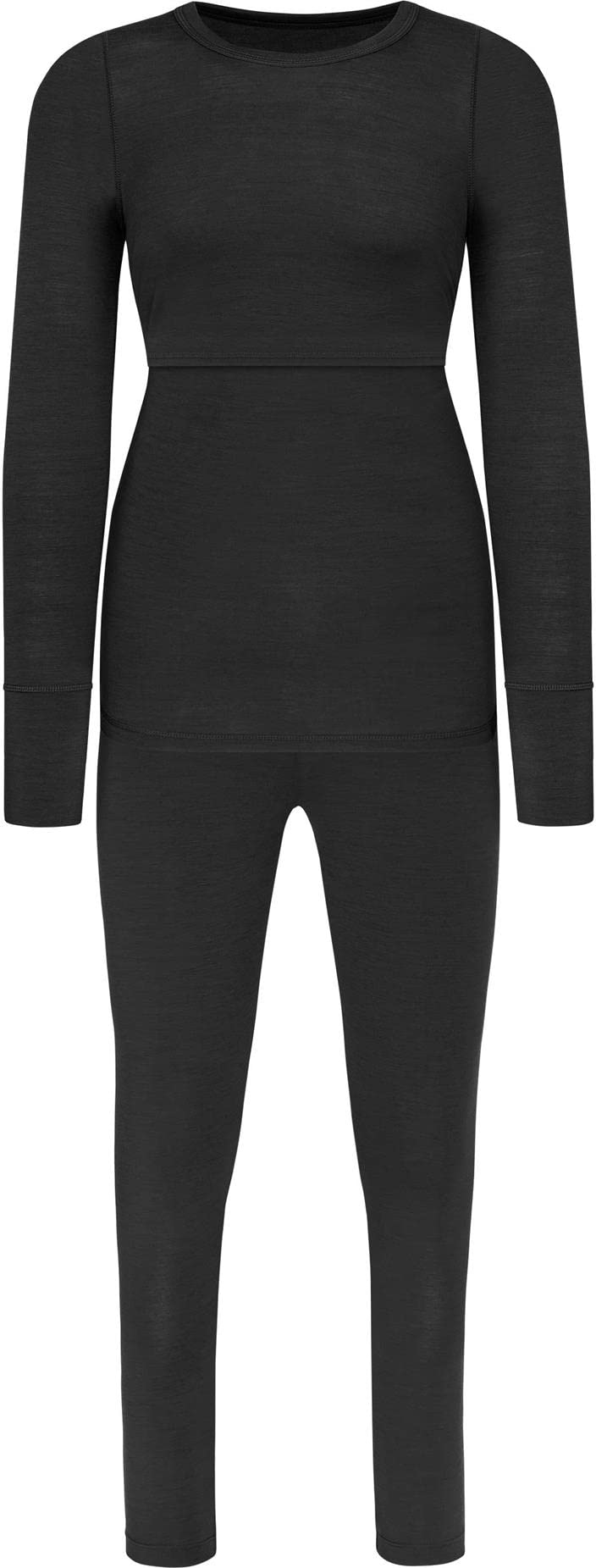 normani Damen Merino Umstandsmode Unterwäsche-Set Garnitur Stillshirt Umstandspullover und Umstandshose aus RWS zertifizierter Merinowolle und Elasthan