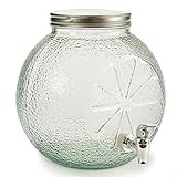 Tarro con grifo dispensador de cristal de 7L. Muy resistente. Forma de Cítricos.