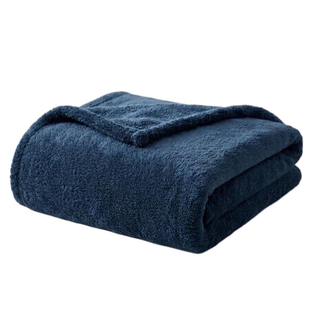 FAUNNA Navy Throw Blanket 120 x 150 cm, Supersoft 100% Polyester Fleece Throw Blanket, Soft Warm Flannel Fleece Blanket for Sofa Bed, Cosy Lightweight Throw, Machine Washable