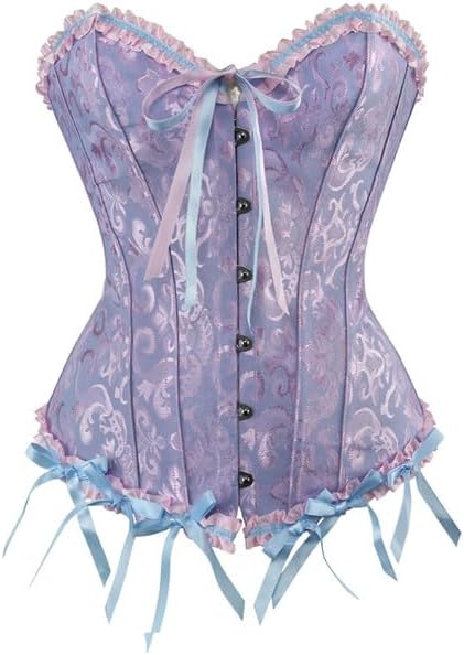Moonight Corset Top Floral Renaissance Bustier Womens Lace Up Boned Overbust Corsets for Women Blue 5XL