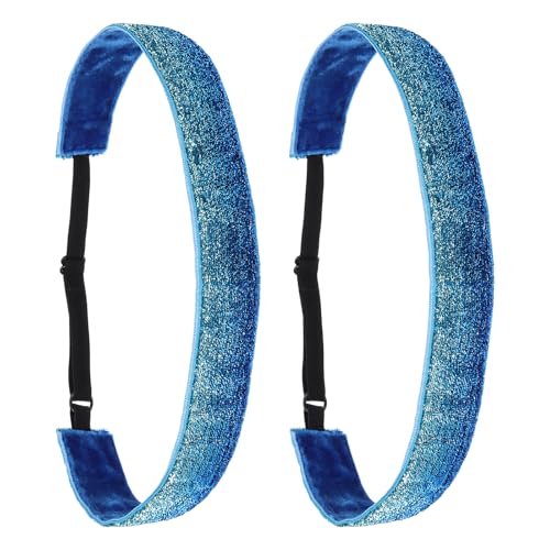 Bandeau femme antidérapant pailleté bleu clair pour gym et yoga