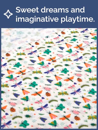 Image of Kids Queen Size Bug Bed Sheets - 4 Piece Kids Bug Sheet Set - Garden Insect Bedding - Ultra-Soft, Cute & Cozy - Breathable & Machine Washable - Butterfly Fun Bed Set for Boys, Girls, Teens & Toddlers